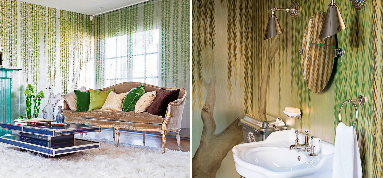 Обои ручная роспись Willow Original colourway on Tarnished Silver gilded paper - фото