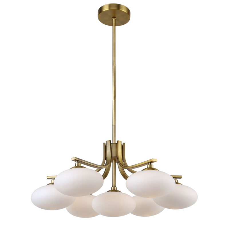 Oval Balls Mushrooms Chandelier 7 Brass Латунь Прозрачный белый в Ульяновске | Loft Concept 