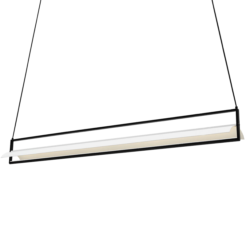 Дизайнерский линейный подвесной светильник CANVAS LINEAR RECTANGULAR HANGING LAMP Черный Белый в Ульяновске | Loft Concept 