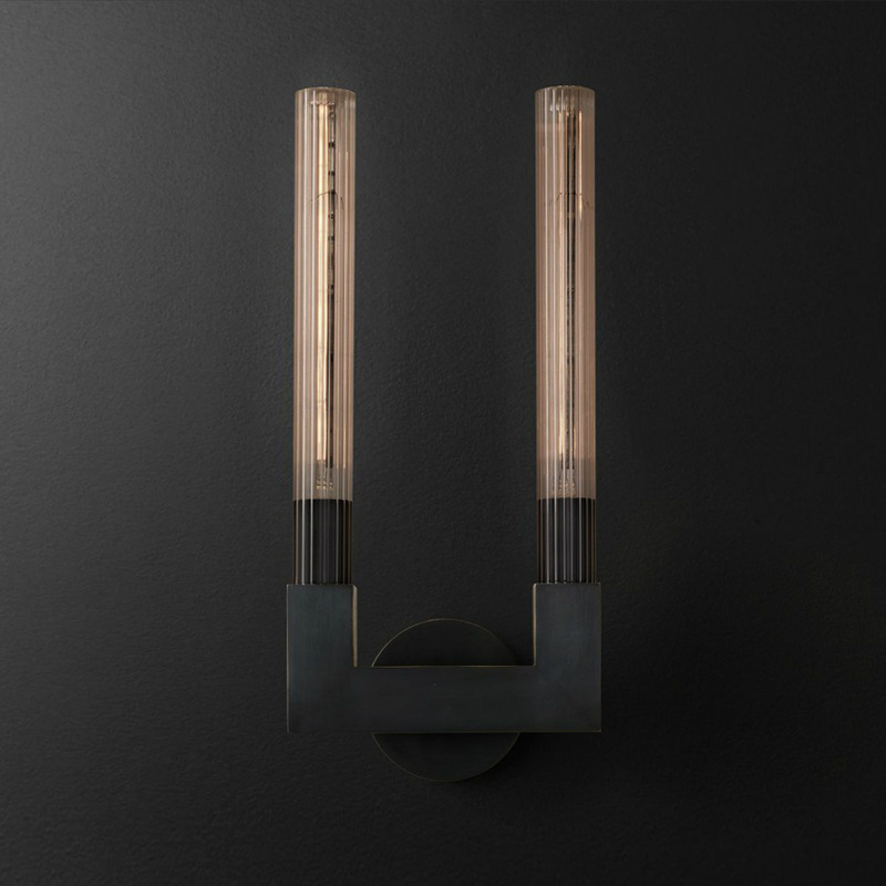 Бра RH CANNELLE wall lamp DOUBLE Sconces Black Черный Прозрачное Стекло в Ульяновске | Loft Concept 