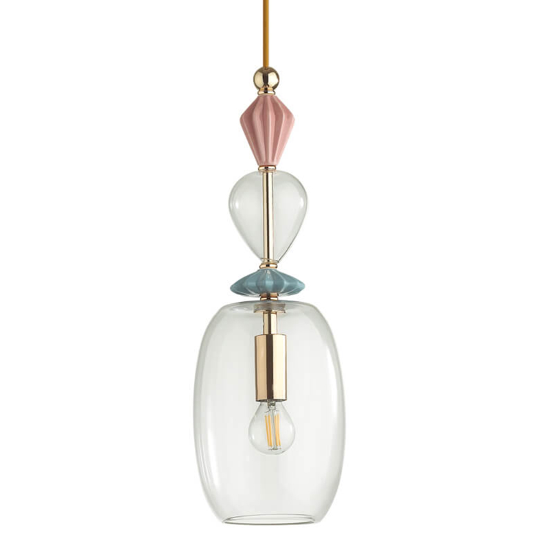 Подвесной светильник Iris Glas hanging lamp candy B Прозрачное Стекло Розовый пастельный Голубой в Ульяновске | Loft Concept 