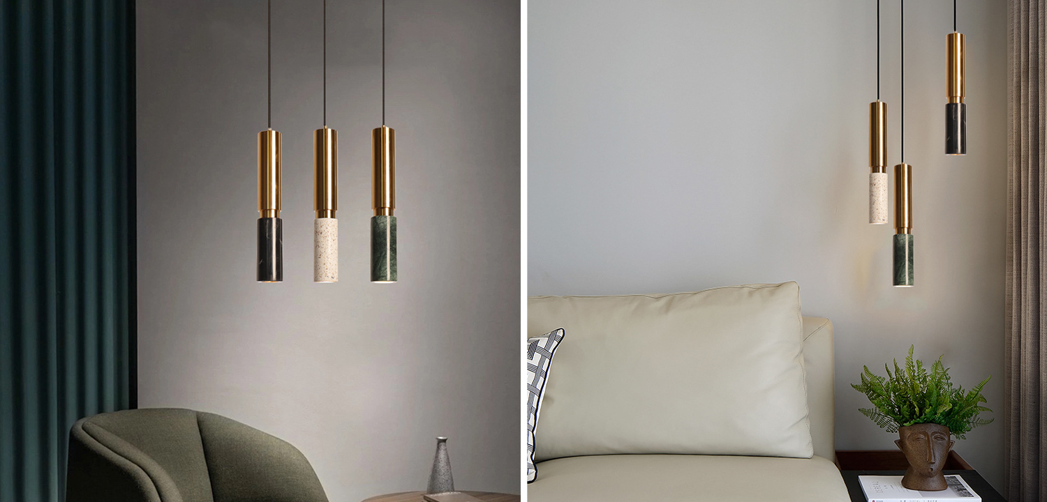 Светильник с цилиндрический плафоном Cylindrical Pendant Lamp Marble - фото