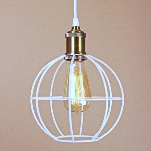 Подвесной светильник Wire Cage Pendant Ball White Белый в Ульяновске | Loft Concept 