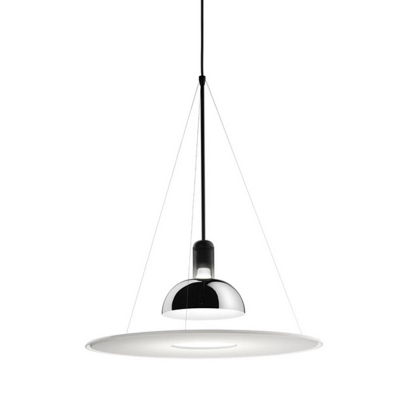 Подвесной светильник Flos Frisbi Lamp Сталь Белое матовое стекло в Ульяновске | Loft Concept 