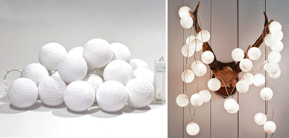 Гирлянда хлопковые фонарики Сotton Ball White - Loft-Concept в Ульяновске