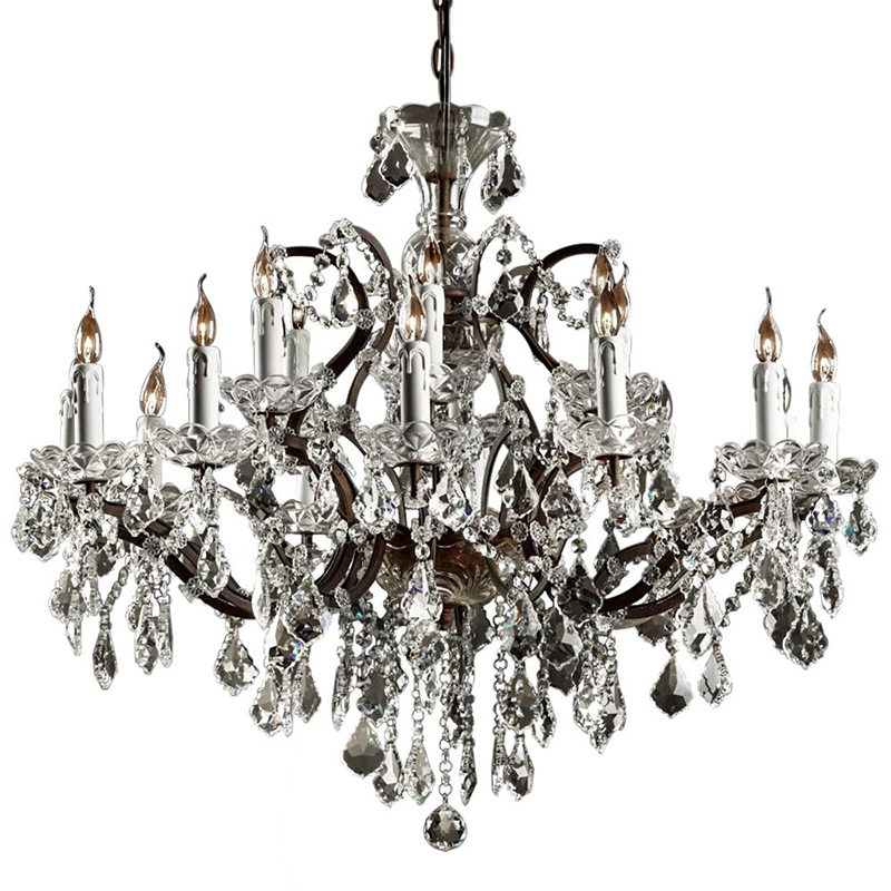 Люстра 19th c. Rococo IRON & CLEAR CRYSTAL Brown Chandelier 18 Прозрачное Стекло Коричневый винтаж в Ульяновске | Loft Concept 