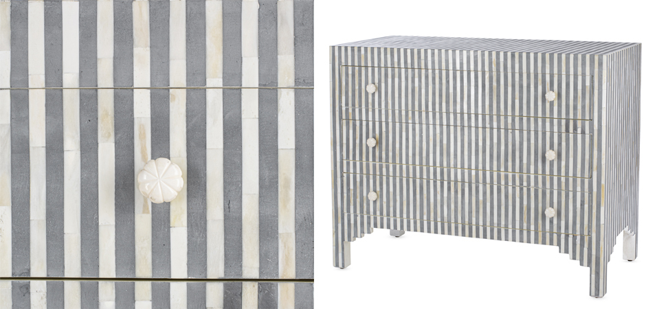 Комод серая полоса кость Bone Inlay 3 Drawer Chest - Grey Stripe Комод серая полоса кость Bone Inlay 3 Drawer Chest - Grey Stripe - Loft-Concept в Ульяновске