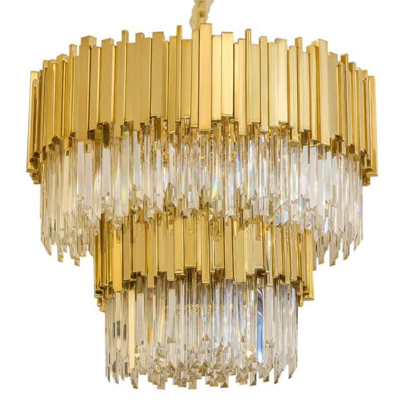 Круглая многоярусная люстра Luxxu Modern Cascade Chandelier Gold Metal Glass Золотой Прозрачное Стекло в Ульяновске | Loft Concept 