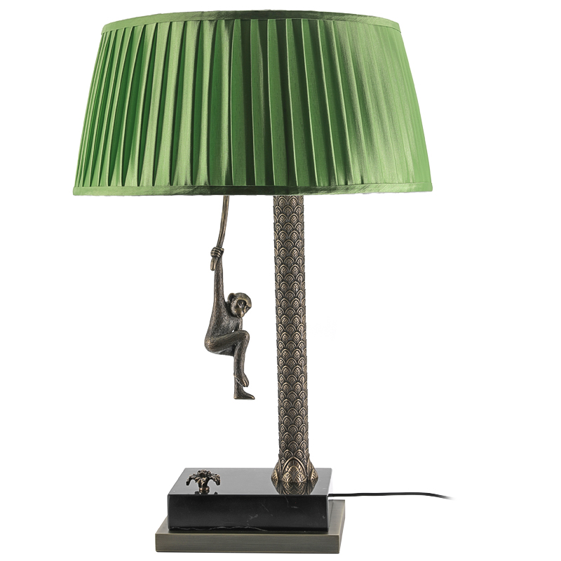 Настольная лампа Джунгли Table Lamp Jungle Green Латунь Античная полированная Черный Мрамор Nero Зеленый в Ульяновске | Loft Concept 