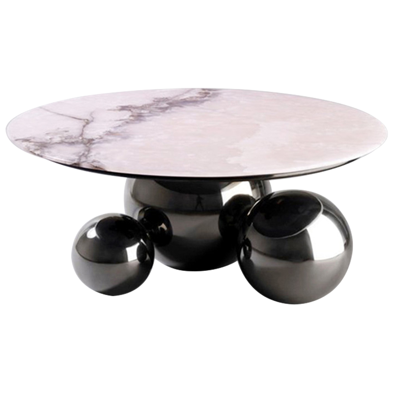 Кофейный стол Ball Metal Graphite Coffee Table Графит Белый Мрамор Bianco в Ульяновске | Loft Concept 