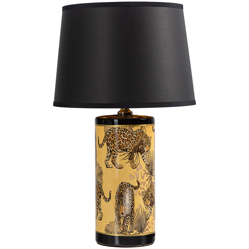 Настольная лампа с абажуром Leopard Lampshade Black Желтый Черный в Ульяновске | Loft Concept 