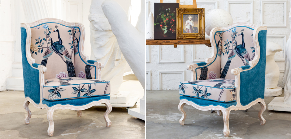 Кресло с синими павлинами Emperor