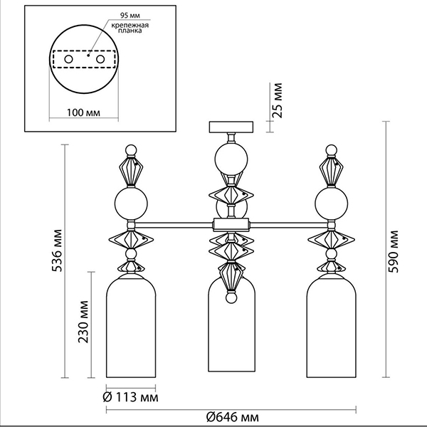 Люстра Iris Glass Chandelier candy 3 chrome в Ульяновске