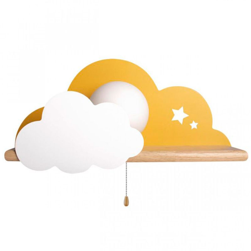 Бра с полкой желтое Облако Wall Lamp Yellow Cloud Желтый Древесина в Ульяновске | Loft Concept 