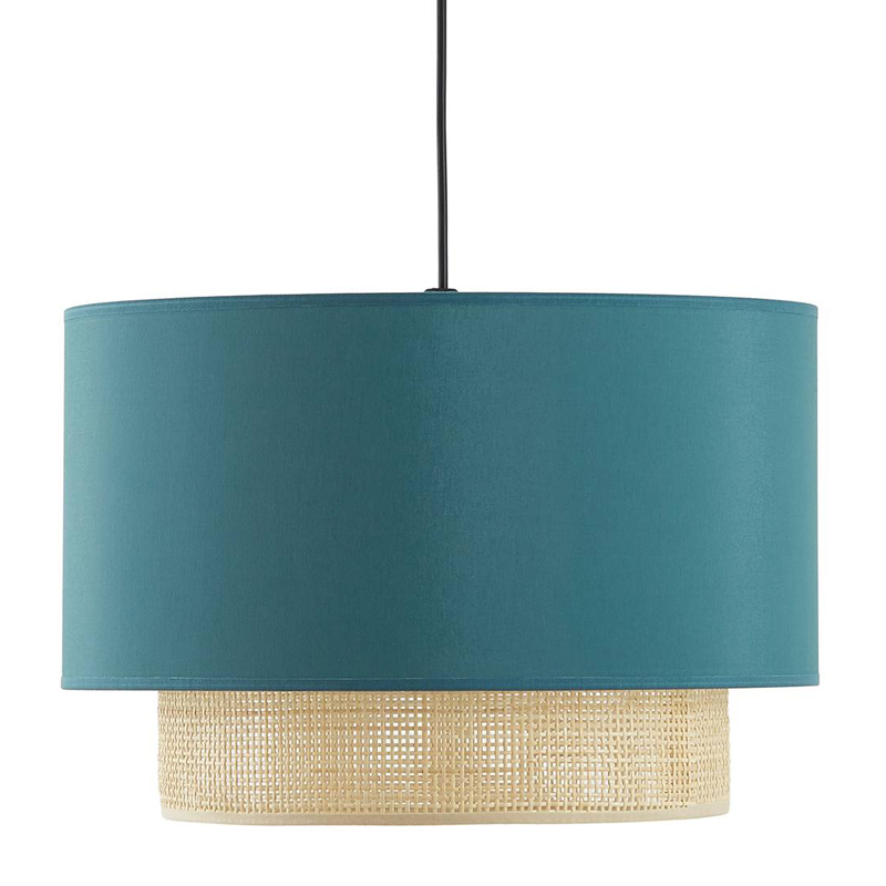 Подвесной светильник Ottar Wicker Turquoise lampshade Бежевый Бирюзовый в Ульяновске | Loft Concept 