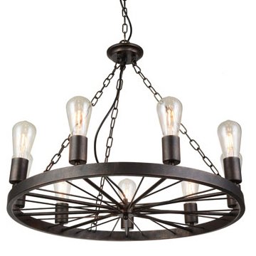 Подвесной светильник Loft Wheel Pendant 9 Коричневый винтаж в Ульяновске | Loft Concept 