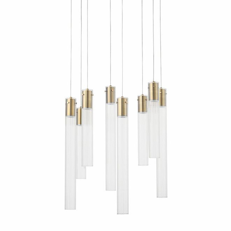 Люстра Jenae Glass Tubes Chandelier 8 Прозрачное Стекло Латунь в Ульяновске | Loft Concept 