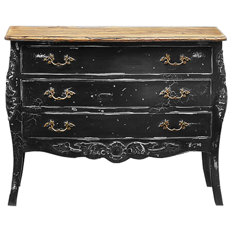 Комод в стиле прованс Carved Black Vintage Commode Черный Коричневый Винтажный черный в Ульяновске | Loft Concept 