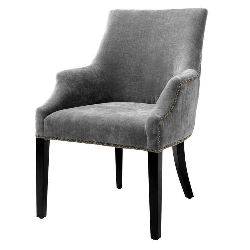 Стул Eichholtz Dining Chair Legacy grey Серый Черный Латунь Античная полированная в Ульяновске | Loft Concept 