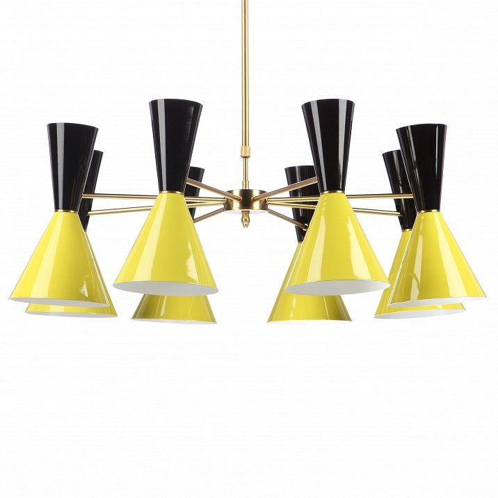 Люстра CAIRO Chandelier 8 Armblack black and yellow Черный Желтый Латунь в Ульяновске | Loft Concept 