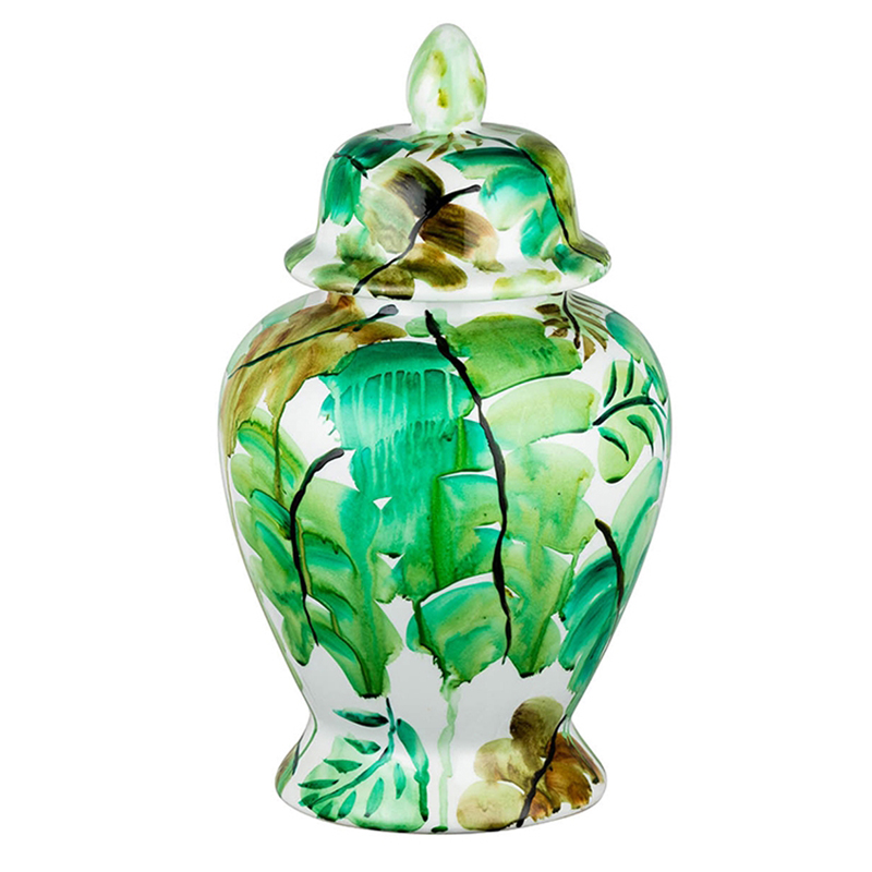 Ваза Vase Green Leaves 43 Зеленый Белый Ваза Vase Green Leaves 43 Зеленый Белый в Ульяновске | Loft Concept