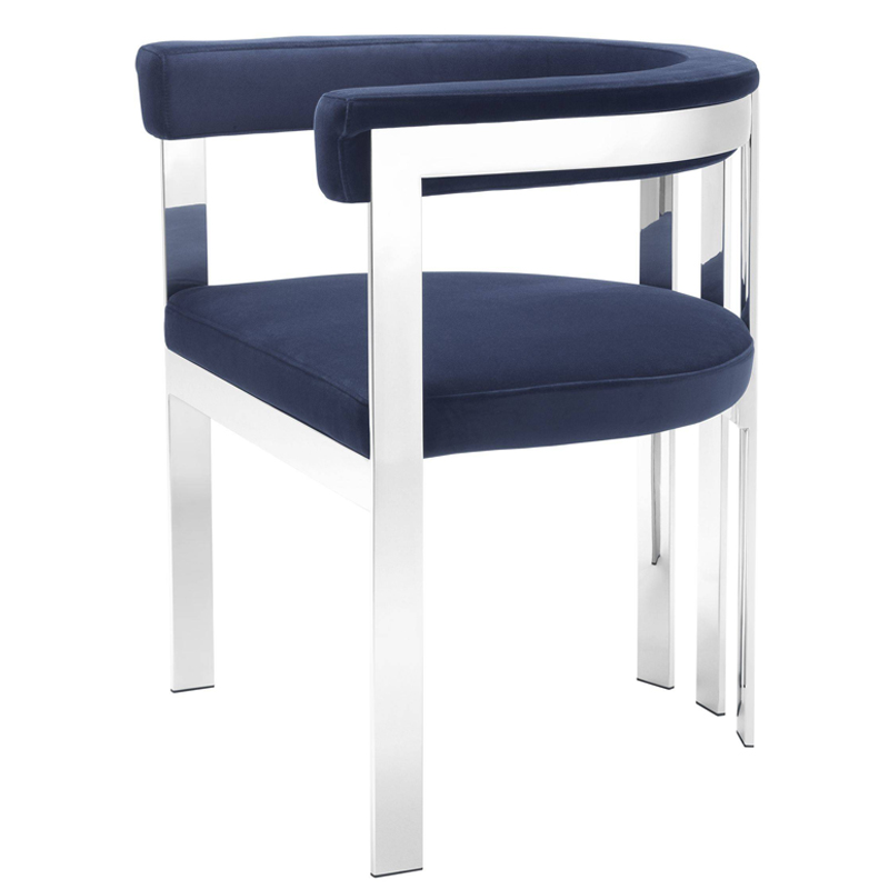 Стул Eichholtz Dining Chair Clubhouse blue Сапфирово-синий Нержавеющая сталь в Ульяновске | Loft Concept 