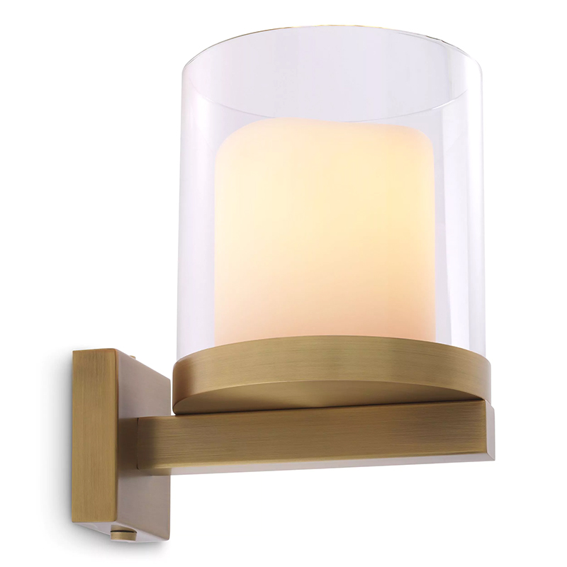 Бра Eichholtz Wall Lamp Donovan Brass Белый Латунь Прозрачное Стекло в Ульяновске | Loft Concept 