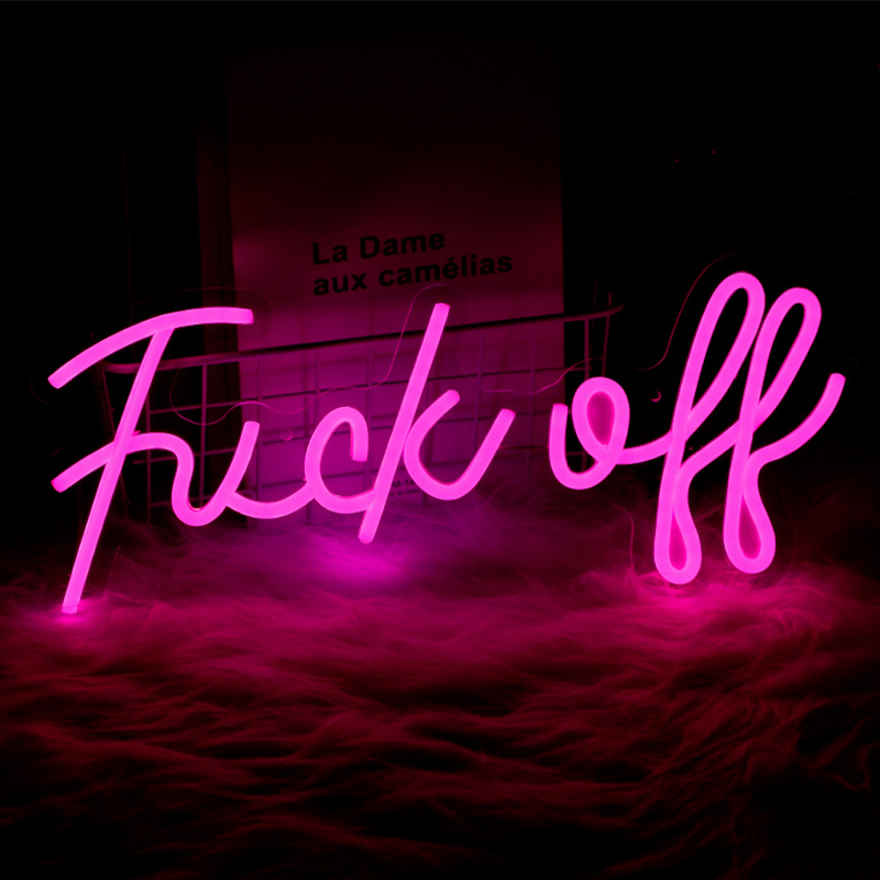 Неоновая настенная лампа Fuck Off Neon Wall Lamp Розовый Розовый Прозрачный в Ульяновске | Loft Concept 