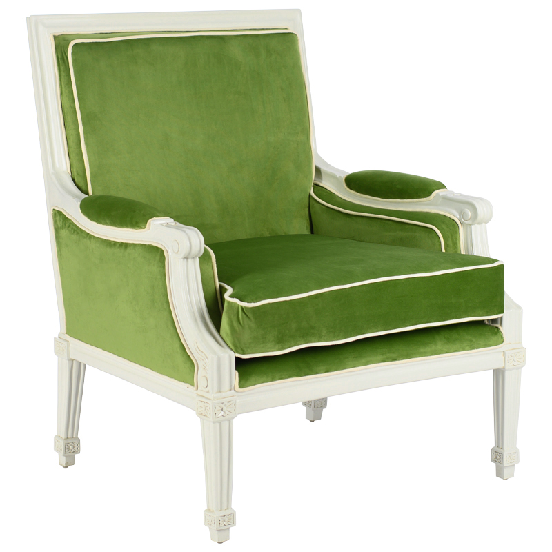 Кресло French Provence Armchair Ferrand green Зеленый смок Белый в Ульяновске | Loft Concept 