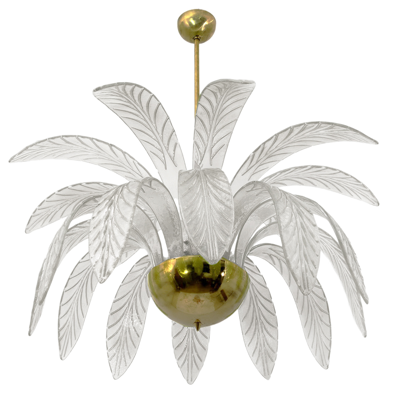Люстра Modern Chandelier Palm White Стеклянные Листья Пальмы  Золотой Белое матовое стекло в Ульяновске | Loft Concept 
