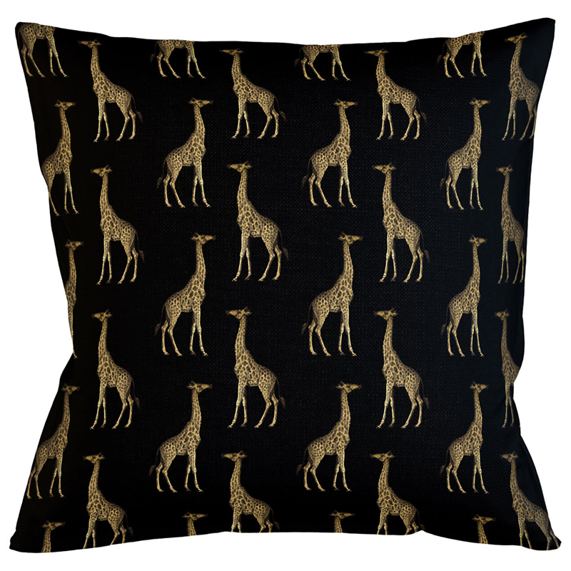 Декоративная подушка с узором из жирафов Home Safari Black Черный Коричневый Декоративная подушка с узором из жирафов Home Safari Black Черный Коричневый в Ульяновске | Loft Concept