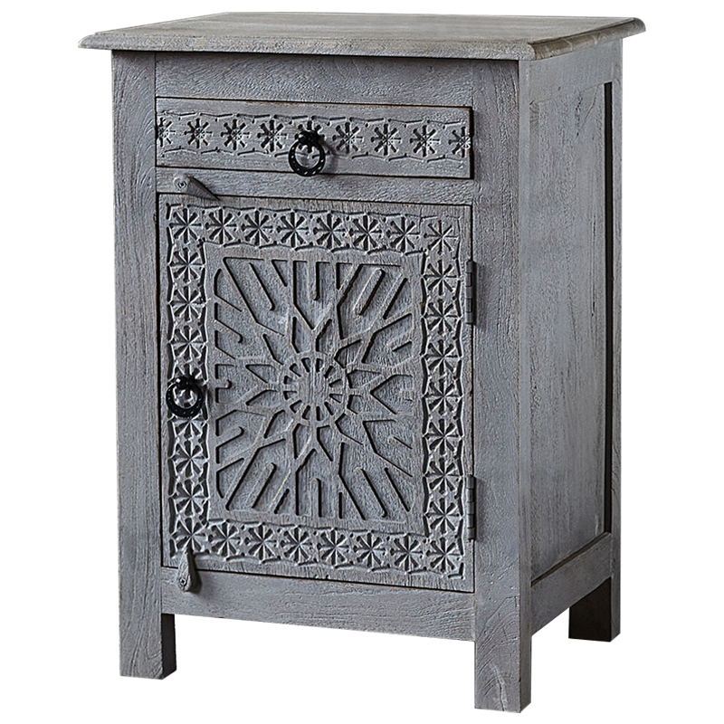 Тумба Indian Antique Furniture Akshi Nightstand Серый Коричневый в Ульяновске | Loft Concept 