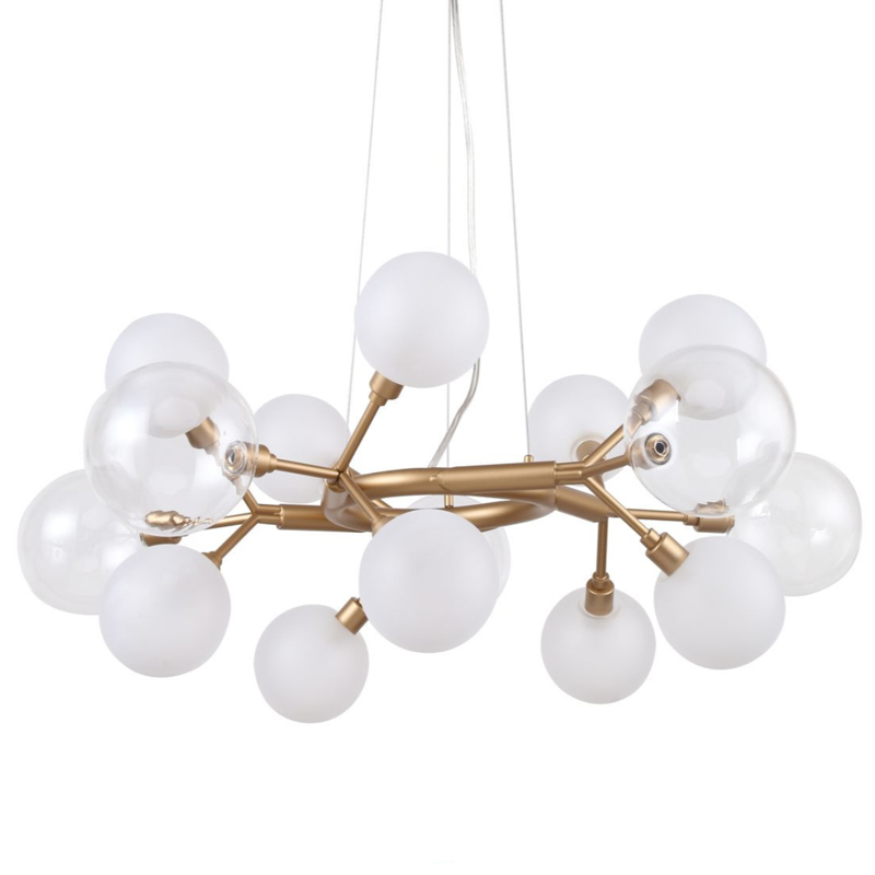 Люстра Berries Chandelier White 68 матовое золото Прозрачный Прозрачный белый в Ульяновске | Loft Concept 