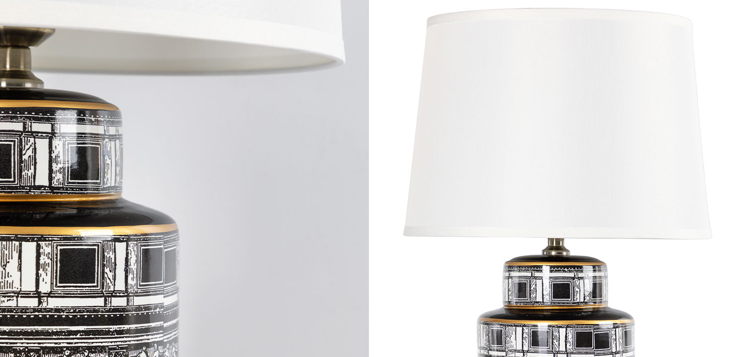 Настольная лампа Old Town Lampshade Black White - фото