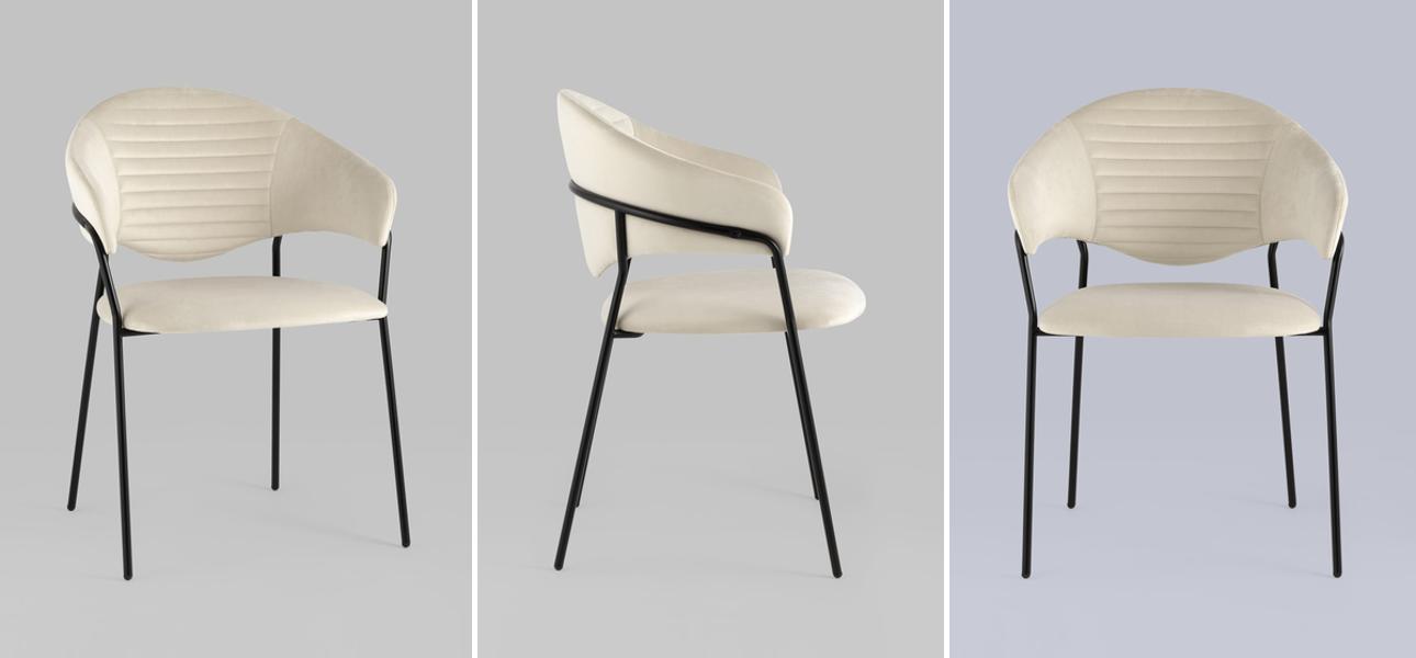 Стул Alexis Chair Молочный Велюр - фото