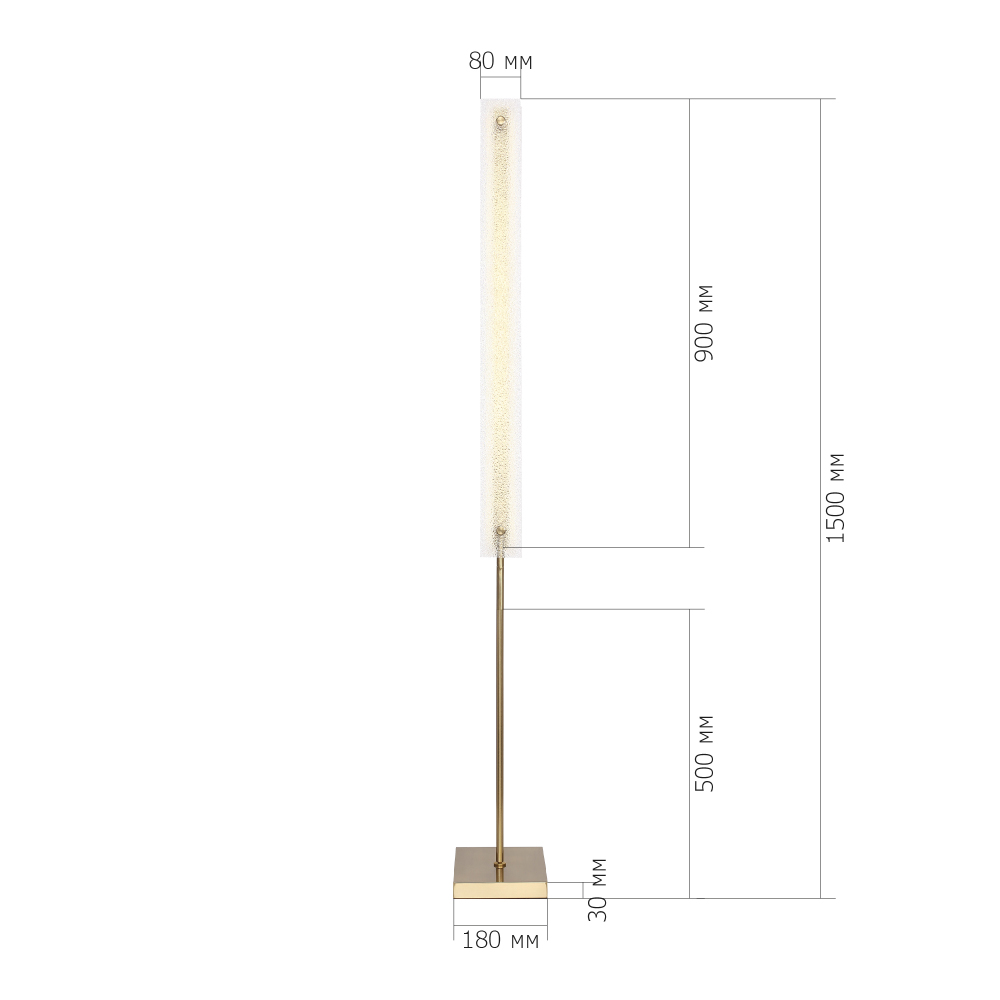 Торшер с прямоугольным плафоном с эффектом морозного стекла Freezing в Ульяновске