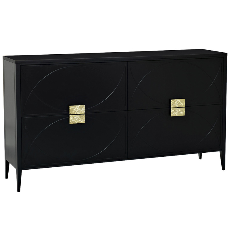 Комод с 4-мя ящиками Amelie Black Chest of Drawers Черный Черный Золотой в Ульяновске | Loft Concept 