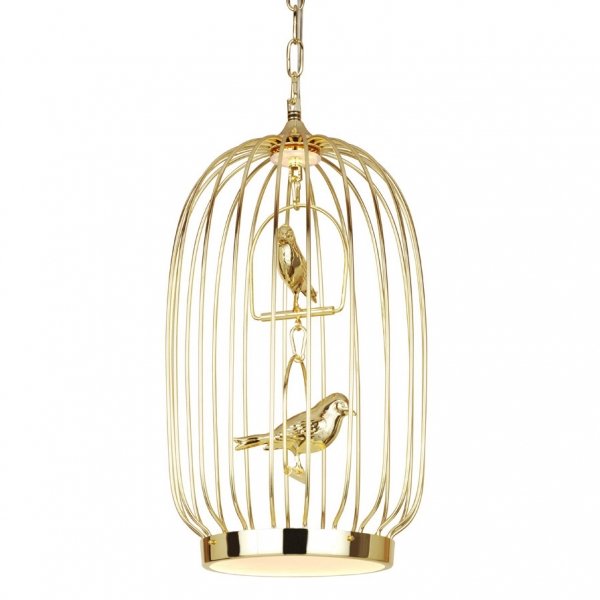 Люстра Birdcage Chandelier Two Gold Глянцевое золото в Ульяновске | Loft Concept 