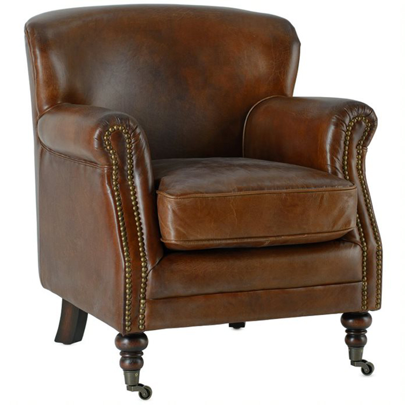 Кресло Norbert Armchair brown vintage натуральная кожа Коричневый винтаж Кресло Norbert Armchair brown vintage натуральная кожа Коричневый винтаж в Ульяновске | Loft Concept