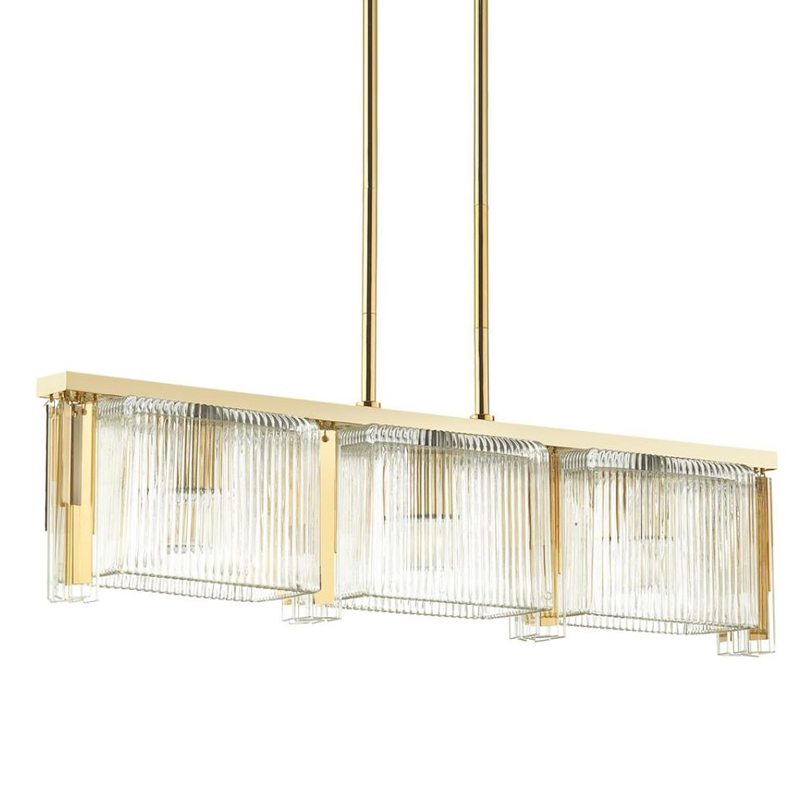 Люстра Madelen Gold Linear Chandelier Глянцевое золото Прозрачный (Transparent) в Ульяновске | Loft Concept 