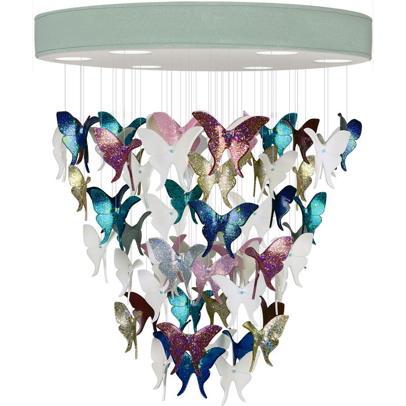 Люстра Цветные Бабочки Светло-Зеленая база Night Butterflies Chandelier Multi Color Зеленый Мульти в Ульяновске | Loft Concept 