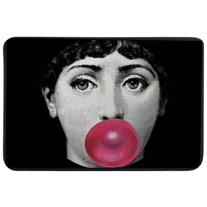 Ковер для прихожей и ванной Fornasetti Pink Bubblegum Rug Черно-белый Розовый в Ульяновске | Loft Concept 