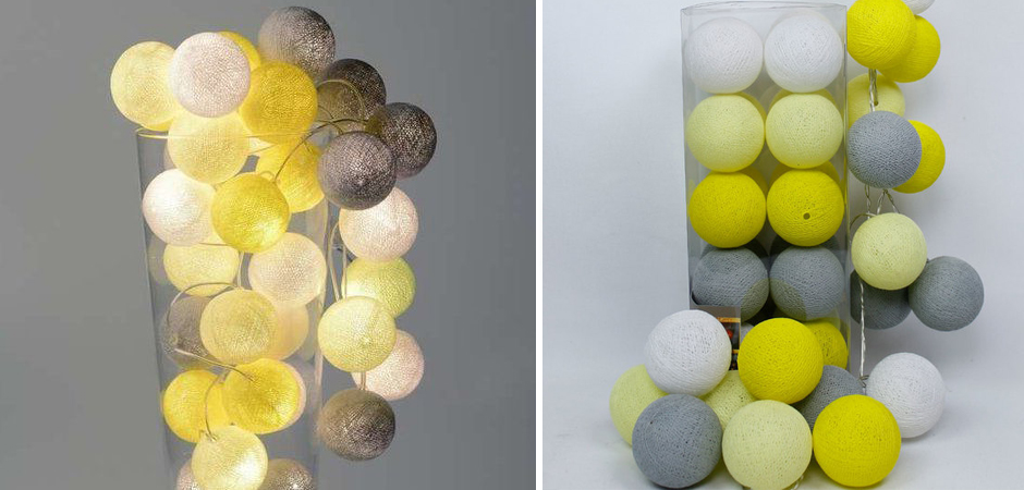 Гирлянда хлопковые фонарики Сotton Ball Yellow - Loft-Concept в Ульяновске