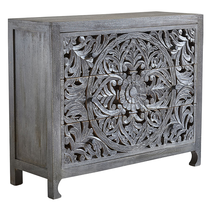 Комод Indian Antique White Furniture Chest of Drawers Kailash серый Серый в Ульяновске | Loft Concept 