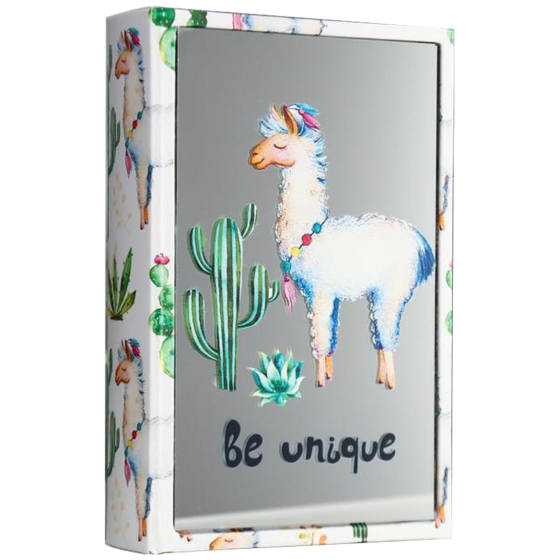 Шкатулка-книга Funny Llama and Cactus Mirror Book Box Мульти Белый в Ульяновске | Loft Concept 