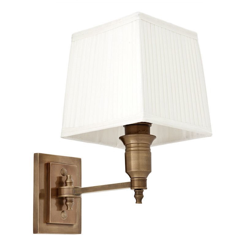 Бра Wall Lamp Lexington Single Brass+White Латунь Античная полированная Белый в Ульяновске | Loft Concept 