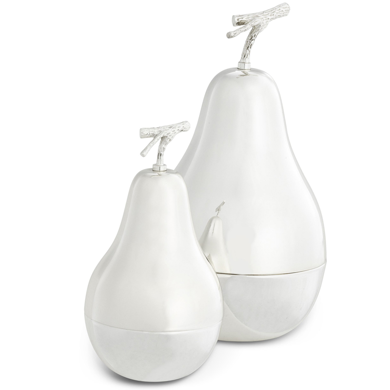 Комплект шкатулок Eichholtz Box Pear Set of 2 Silver Серебряный в Ульяновске | Loft Concept 