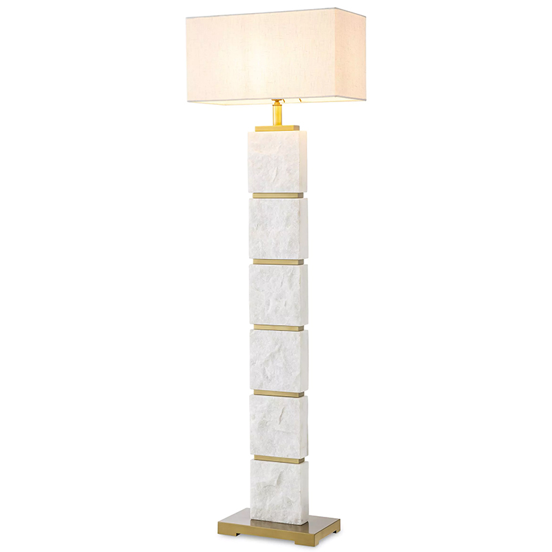 Торшер Eichholtz Floor Lamp Newton Marble Белый Мрамор Bianco Кремовый Латунь в Ульяновске | Loft Concept 