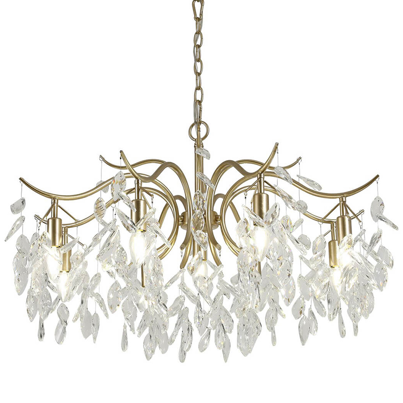 Люстра Hanging Crystal Leaves Chandelier 83 матовое золото Прозрачный (Transparent) в Ульяновске | Loft Concept 