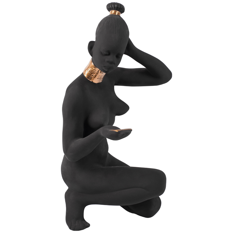 Статуэтка African Woman Sitting Statuette Черный Золотой в Ульяновске | Loft Concept 